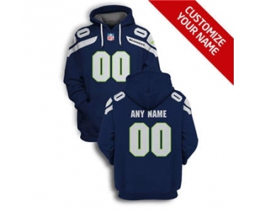 Men's Seattle Seahawks Active Player Custom 2021 Navy Pullover Football Hoodie