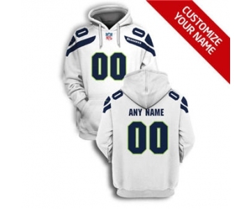 Men's Seattle Seahawks Active Player Custom 2021 White Pullover Football Hoodie