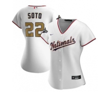 Women's Washington Nationals #22 Juan Soto White Alternate 2020 Gold Program Baseball Player Jersey