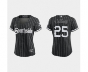 Women Chicago White Sox Andrew Vaughn Black 2021 City Connect Replica Jersey