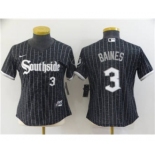 Women's Chicago White Sox #3 Harold Baines 2021 Black Connect City Stitched Baseball Jersey