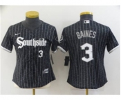 Women's Chicago White Sox #3 Harold Baines 2021 Black Connect City Stitched Baseball Jersey