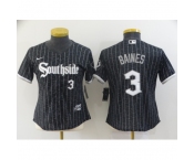 Women's Chicago White Sox #3 Harold Baines Replica Black Alternate Home Jersey