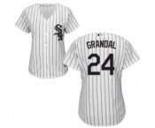 Women's White Sox #24 Yasmani Grandal White(Black Strip) Home Stitched Baseball Jersey