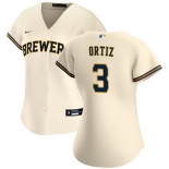 Women Milwaukee Brewers 3 Joey Ortiz Cream Cool Base Stitched Jersey