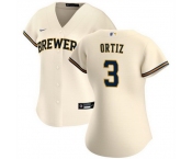 Women Milwaukee Brewers 3 Joey Ortiz Cream Cool Base Stitched Jersey