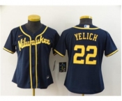 Women's Brewers #22 Christian Yelich Navy 2020 Baseball Cool Base Jersey