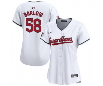 Women Cleveland Guardians 58 Scott Barlow White Stitched Baseball Jersey