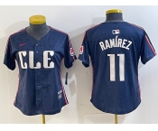 Women's Cleveland Guardians #11 Jose Ramirez Navy 2024 City Connect Limited Stitched Jersey