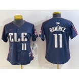 Women's Cleveland Guardians #11 Jose Ramirez Number Navy 2024 City Connect Limited Stitched Jersey