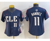 Women's Cleveland Guardians #11 Jose Ramirez Number Navy 2024 City Connect Limited Stitched Jersey