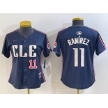 Women's Cleveland Guardians #11 Jose Ramirez Number Navy 2024 City Connect Limited Stitched Jerseys