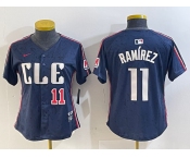 Women's Cleveland Guardians #11 Jose Ramirez Number Navy 2024 City Connect Limited Stitched Jerseys