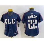 Women's Cleveland Guardians #22 Josh Naylor Navy 2024 City Connect Limited Stitched Jersey