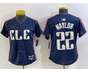 Women's Cleveland Guardians #22 Josh Naylor Navy 2024 City Connect Limited Stitched Jersey