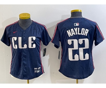 Women's Cleveland Guardians #22 Josh Naylor Navy 2024 City Connect Limited Stitched Jersey