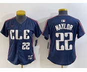 Women's Cleveland Guardians #22 Josh Naylor Number Navy 2024 City Connect Limited Stitched Jersey