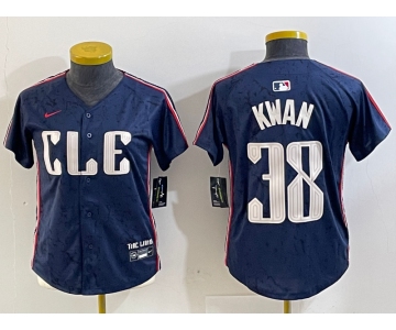 Women's Cleveland Guardians #38 Steven Kwan Navy 2024 City Connect Limited Stitched Jersey