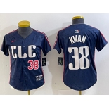 Women's Cleveland Guardians #38 Steven Kwan Number Navy 2024 City Connect Limited Stitched Jersey