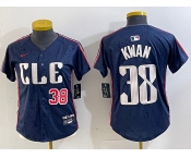 Women's Cleveland Guardians #38 Steven Kwan Number Navy 2024 City Connect Limited Stitched Jersey