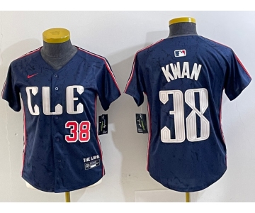 Women's Cleveland Guardians #38 Steven Kwan Number Navy 2024 City Connect Limited Stitched Jersey