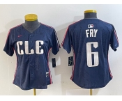 Women's Cleveland Guardians #6 David Fry Navy 2024 City Connect Limited Stitched Jersey