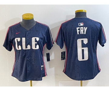 Women's Cleveland Guardians #6 David Fry Navy 2024 City Connect Limited Stitched Jersey