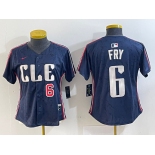 Women's Cleveland Guardians #6 David Fry Navy 2024 City Connect Limited Stitched Jerseys