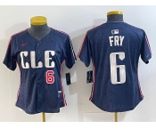 Women's Cleveland Guardians #6 David Fry Navy 2024 City Connect Limited Stitched Jerseys