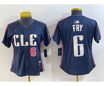 Women's Cleveland Guardians #6 David Fry Navy 2024 City Connect Limited Stitched Jerseys