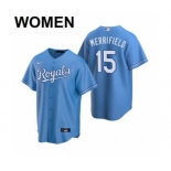 Women's Kansas City Royals #15 Whit Merrifield 2021 Blue Cool Base Stitched Baseball Jersey