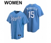 Women's Kansas City Royals #15 Whit Merrifield 2021 Blue Cool Base Stitched Baseball Jersey