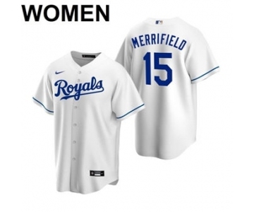 Women's Kansas City Royals #15 Whit Merrifield 2021 White Cool Base Stitched Baseball Jersey