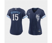 Women's Kansas City Royals #15 Whit Merrifield 2022 Navy City Connect Cool Base Stitched Jersey(Run Small)