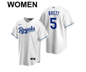 Women's Kansas City Royals #5 George Brett 2021 White Cool Base Stitched Baseball Jersey