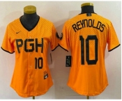 Women's Pittsburgh Pirates #10 Bryan Reynolds Number Yellowd 2023 City Connect Stitched Jersey1