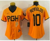 Women's Pittsburgh Pirates #10 Bryan Reynolds Yellowd 2023 City Connect Stitched Jersey 1