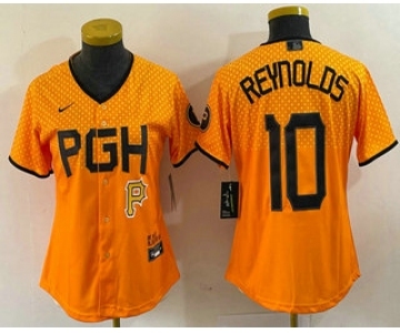 Women's Pittsburgh Pirates #10 Bryan Reynolds Yellowd 2023 City Connect Stitched Jersey 1