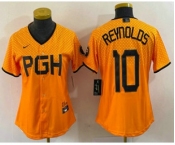 Women's Pittsburgh Pirates #10 Bryan Reynolds Yellowd 2023 City Connect Stitched Jersey