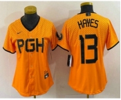 Women's Pittsburgh Pirates #13 KeBryan Hayes Yellow 2023 City Connect Stitched Jersey