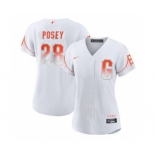 Women's San Francisco Giants #28 Buster Posey White City Connect Cool Base Stitched Baseball Jersey