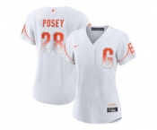 Women's San Francisco Giants #28 Buster Posey White City Connect Cool Base Stitched Baseball Jersey