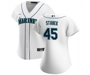 Women Seattle Mariners 45 Ryne Stanek White Stitched Baseball Jersey