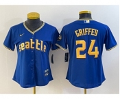 Women's Seattle Mariners #24 Ken Griffey Blue 2023 City Connect Cool Base Stitched Jersey