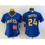 Women's Seattle Mariners #24 Ken Griffey Number Blue 2023 City Connect Cool Base Stitched Jersey