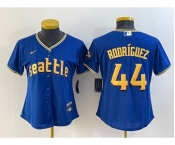 Women's Seattle Mariners #44 Julio Rodriguez Blue 2023 City Connect Cool Base Stitched Jersey