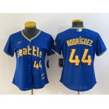 Women's Seattle Mariners #44 Julio Rodriguez Number Blue 2023 City Connect Cool Base Stitched Jersey1