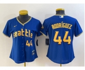 Women's Seattle Mariners #44 Julio Rodriguez Number Blue 2023 City Connect Cool Base Stitched Jersey1