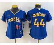 Women's Seattle Mariners #44 Julio Rodriguez Number Blue 2023 City Connect Cool Base Stitched Jersey