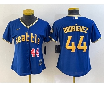 Women's Seattle Mariners #44 Julio Rodriguez Number Blue 2023 City Connect Cool Base Stitched Jersey